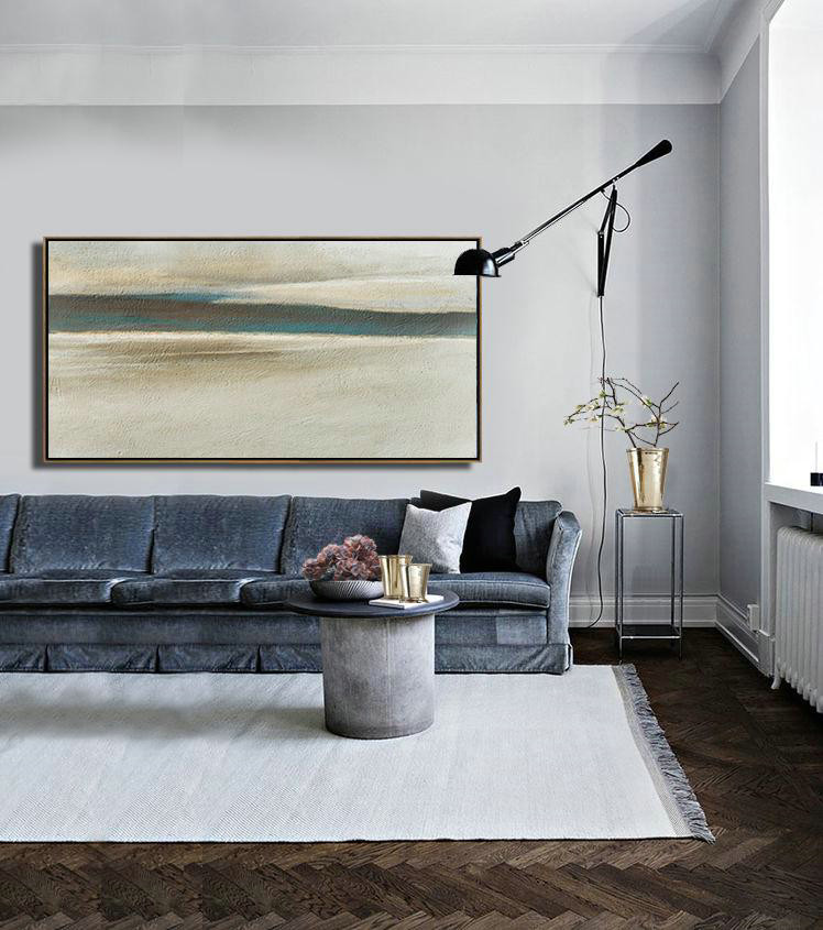 Original Abstract Painting Extra Large Canvas Art,Hand Painted Panoramic Abstract Painting,Large Abstract Wall Art,Light Yellow,Black,Brown.etc